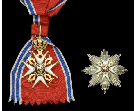 Norway, Kingdom, Order of St. Olav, Civil Division, Grand Cross set of insignia, by Tostrup, Oslo, comprising sash badge, 88m