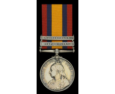 Queen’s South Africa 1899-1902, 2 clasps, Cape Colony, Wittebergen (4547 Pte. C. R. Smith. 53rd Coy. Imp: Yeo:) lightly polis