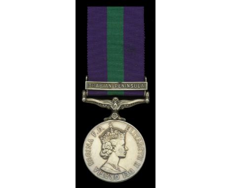 General Service 1918-62, 1 clasp, Arabian Peninsula (22803578 Pte. D. J. Irving. Buffs.) edge nicks, nearly extremely fine £8