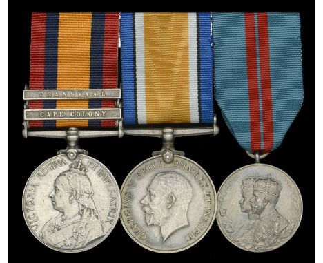 Three: Captain A. Cockerham, British South Africa Police  Queen’s South Africa 1899-1902, 2 clasps, Cape Colony, Transvaal (1