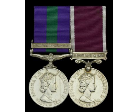 Pair: Warrant Officer Class II J. O. Campbell, Royal Army Medical Corps  General Service 1918-62, 1 clasp, Arabian Peninsula 