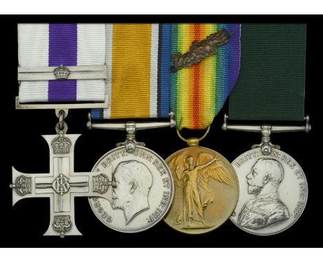 A Great War M.C. and Second Award Bar group of four awarded to Captain F. A. Morrell, East Kent Regiment, late Straits Settle
