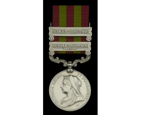 India General Service 1895-1902, 2 clasps, Punjab Frontier 1897-98, Tirah 1897-98 (2587 Pte. G. Phillips. 1st. Bn. Hants: Reg