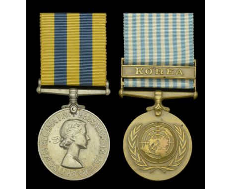 Pair: Fusilier A. Richards, Royal Northumberland Fusiliers  Korea 1950-53, 1st issue (22525630 Fus. A. Richards. R.N.F.); U.N