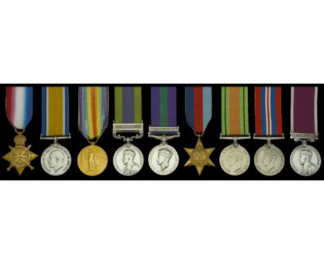 Nine: Sergeant F. C. Faulkner, East Kent Regiment  1914-15 Star G-3506 L. Cpl. F. C. Faulkner. E. Kent R.); British War and V