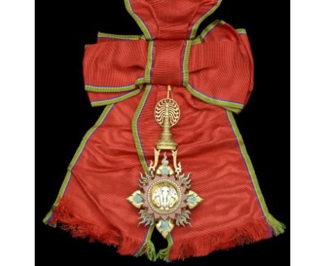 Thailand, Kingdom, Order of the White Elephant, Grand Cross sash badge, 128mm including crown suspension x 75mm, silver, silv