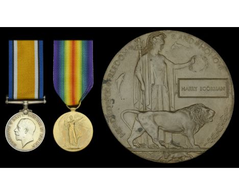 Pair: Private H. Boorman, East Kent Regiment, who was killed in action at Ypres on 4 August 1917  British War and Victory Med