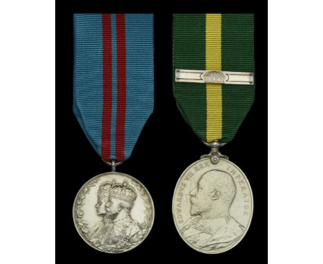 Pair: Company Sergeant Major H. C. Newton, Hampshire (Fortress) Royal Engineers  Coronation 1911, silver, unnamed as issued; 