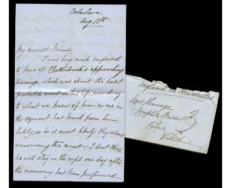 An original Crimea War letter from Lieutenant Clement Heneage, 8th Hussars, who survived the Charge of the Light Brigade and 