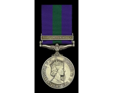 General Service 1918-62, 1 clasp, Arabian Peninsula (2177 Jundi. Salih Abdulla Al’Rubaki. M.R.A.) edge bruise, very fine £70-