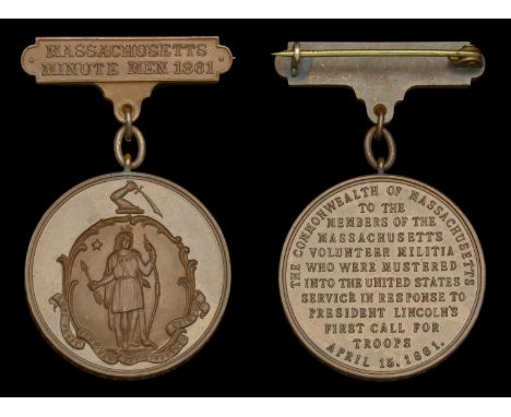 A scarce Massachusetts Minuteman casualty medal awarded to Private Nicholas H. F. Richardson, 18th Massachusetts Infantry Reg