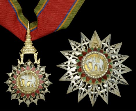 Thailand, Kingdom, Order of the White Elephant, 3rd (1941) issue, Second Class set of insignia, comprising neck badge, 90mm i