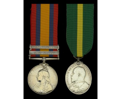 Pair: Corporal T. Buss, East Kent Regiment  Queen’s South Africa 1899-1902, 2 clasps, Cape Colony, South Africa 1901 (7360 Pt