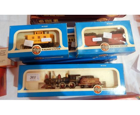 Airfix Railways  'OO' gauge to include Union Pacific engine and tender, Great Western engine, tank engine, three coaches, gua