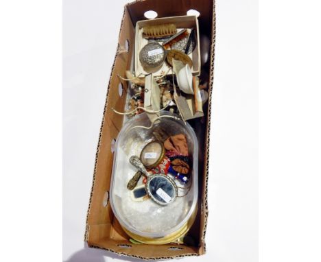 Painted metal Victorian style dolls wash stand, quantity dressing table items including brush, comb, mirror, tortoiseshell ha