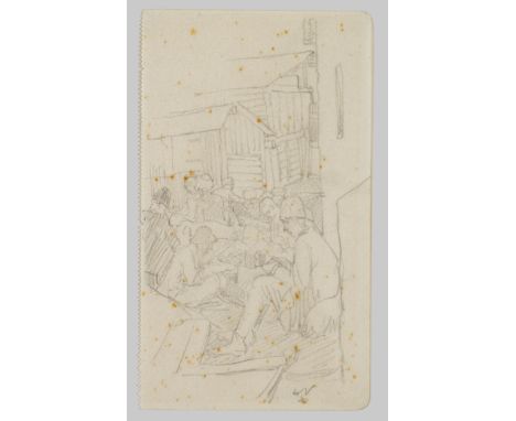 (1872 Bremen - 1942 Kolchos Budjonny/Kasachstan)"Russische Gefangene in einem Karpatendorf". OriginaltitelReiseskizze aus dem