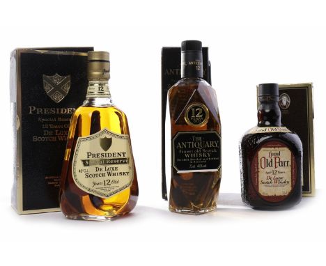 PRESIDENT SPECIAL RESERVE 12 YEARS OLD
Blended Scotch Whisky. 
75cl, 43° G.L., in carton. 
ANTIQUARY 12 YEARS OLD
Blended Sco