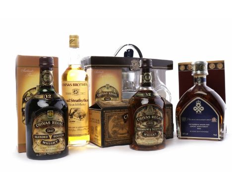 CHIVAS ROYAL STRATHYTHAN
Blended Scotch Whisky.
70cl, 40% volume.
CHIVAS REGAL 12 YEAR OLD
Blended Scotch Whisky. 
75cl, 43% 