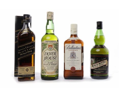 JOHNNIE WALKER BLACK LABEL 12 YEAR OLD
Blended Scotch Whisky. 
70cl, 40% volume, in carton.
INVER HOUSE GREEN PLAID
Blended S
