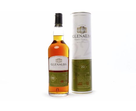 GLENALBA AGED 22 YEARS
Blended Scotch Whisky. 
Sherry cask finish. 70cl, 40% volume, in tube.  CONDITION REPORT: Excellent. 