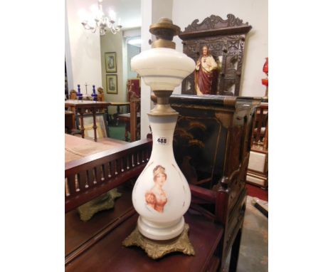 Figure Decorated Edwardian Oil Lamp 23 Inches High