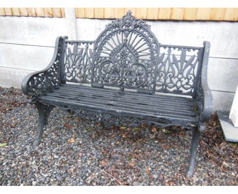Heavy Cast Iron Garden Bench on Shaped Supports 