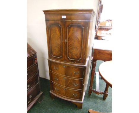 Edwardian Figured Mahogany Chest Cabinet with Panelled Doors above Three Long Drawers Entire Resting on Bracket Feet 52 Inche