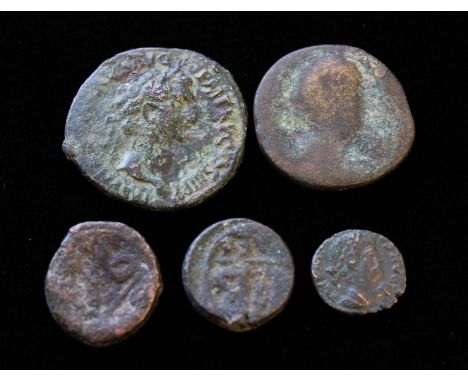 Ancient coin job lot to include Roman Sestertius &amp; As (5) 