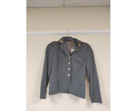 British Army uniform, a slate grey jacket with Bernard Wetherill Ltd of London label having Gaunt and Sons of London staybrit