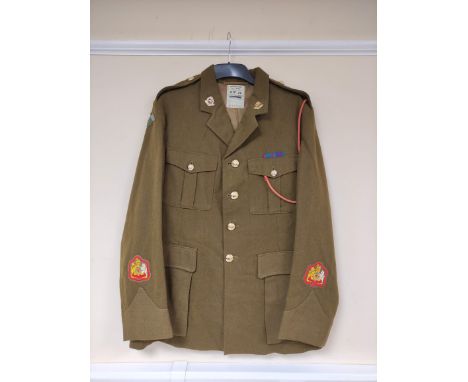 British Army uniform jacket with J Compton and Webb label "Size 39", having Dowler of Birmingham ERII staybrite buttons, ROYA