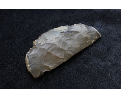 Neolithic- Danish flint sickle of crescent form. The implement was found on the Isle of Zealand Denmark and belongs to the La