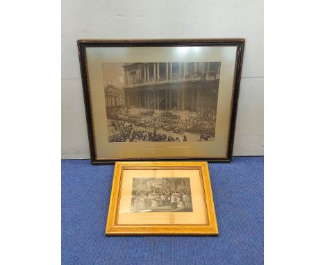 Two late Victorian framed prints relating to Victoria's 1897 Diamond Jubilee. The first a photographic print depicting the th