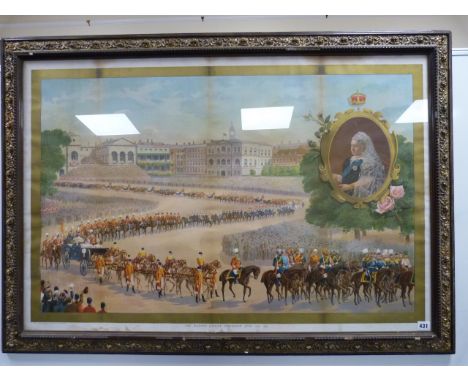 The Diamond Jubilee Procession June 22nd 1897 framed coloured print, frame size 81cm x 115cm