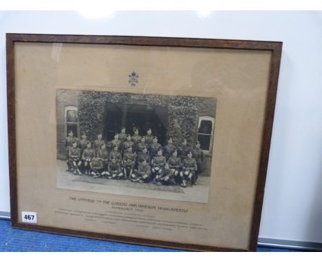 The Officers 2nd The Queen's Own Cameron Highlanders Aldershot 1922 group photographic print by Jeffrey C Couche of Cork, fra