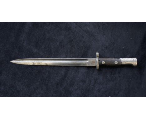 Belgian M1924 Mauser bayonet lacking scabbard. This bayonet is of the rarer short variety with the blade measuring 30cm inste