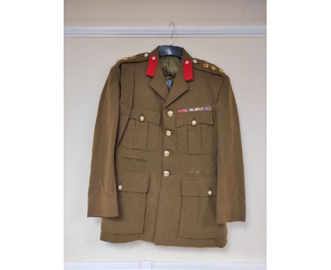 British Army uniform, an olive green jacket with J G Plumb amd Son of Westminster label "COLONEL A P SMITH" having Gaunt of L