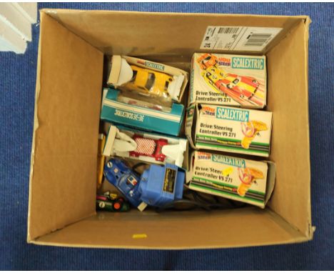 Collection of vintage You Steer Scalextric cars and controllers some boxed to include C007 Mini Cooper. 