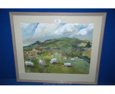 A framed and mounted acrylic painting entitled 'Above Abbotsbury'., signed lower right John Marshall. 19" x 14 1/2".