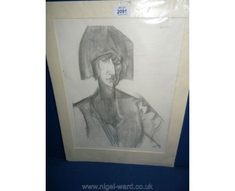 A Wyndham Lewis Print of Edith Sitwell.