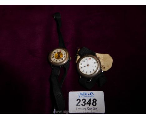 Two vintage silver ladies wristwatches, one as found.