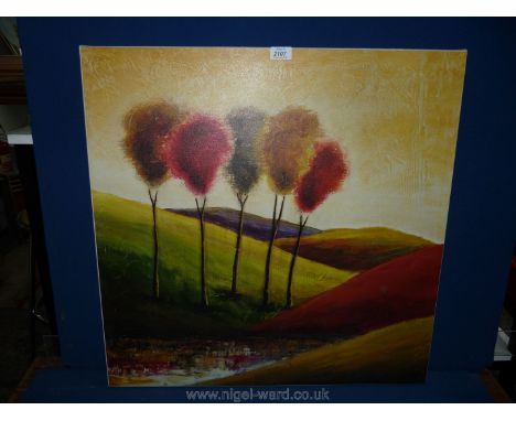 A modern Print of a rural landscape.