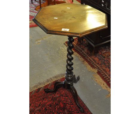 Late 19th Century mahogany octagonal tripod barley twist lamp table. (B.P. 21% + VAT) 