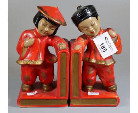 Pair of ceramic bookends in the form of Chinese children.(B.P. 21% + VAT) 
