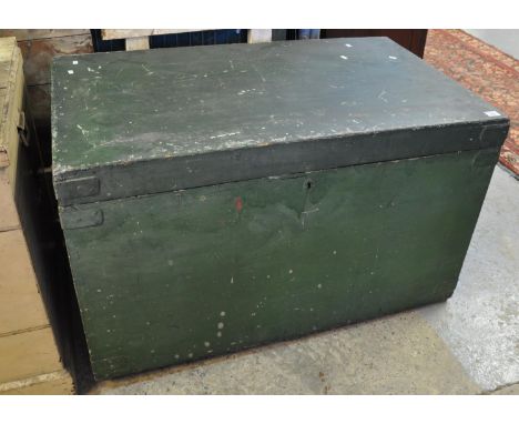 Late 19th Century painted pine trunk of rectangular plain form.(B.P. 21% + VAT) 