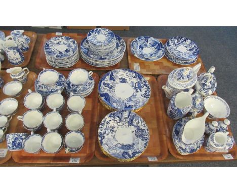 A large collection of Royal Crown Derby  Mikado design blue and white tea, dinner and coffeeware items including; lidded soup