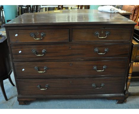 19th Century mahogany straight front chest of two short and three long drawers on a projecting base and bracket feet. (B.P. 2