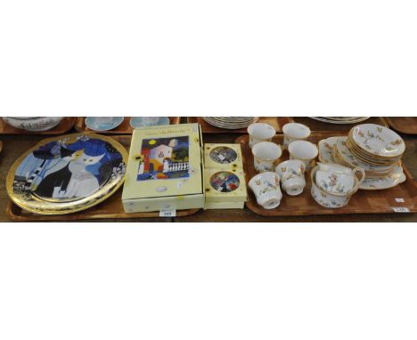 Two trays, one of 'Standard' bone china part teaware decorated with orange trees, flowers and butterflies on a white ground c