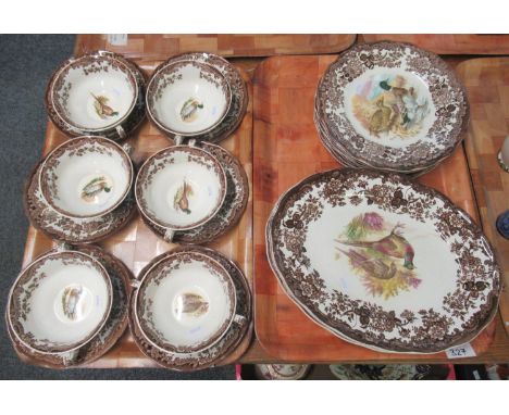 Four trays of Royal Worcester Group Palissy England Game Series dinnerware items to include; two handled bowls with stands, v