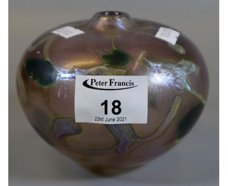 Art Nouveau design Carin Von Drehle iridescent studio glass vase with botanical design.(B.P. 21% + VAT) 