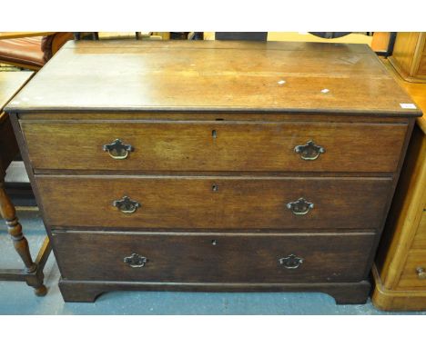 19th century oak straight front chest of three drawers on bracket feet.(B.P. 21% + VAT) 
